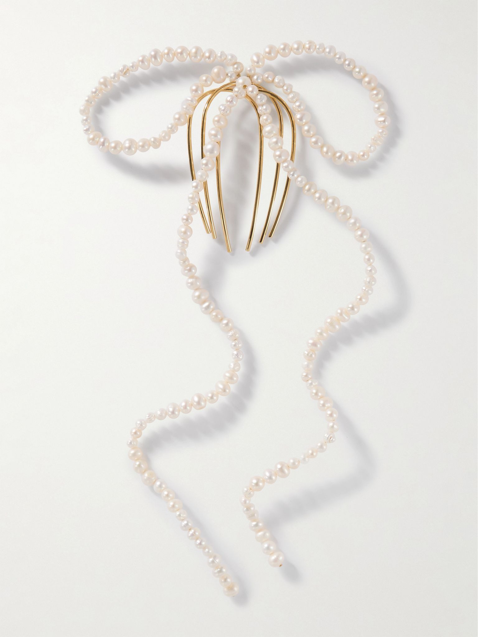 Gold-plated pearl hair comb White - 1