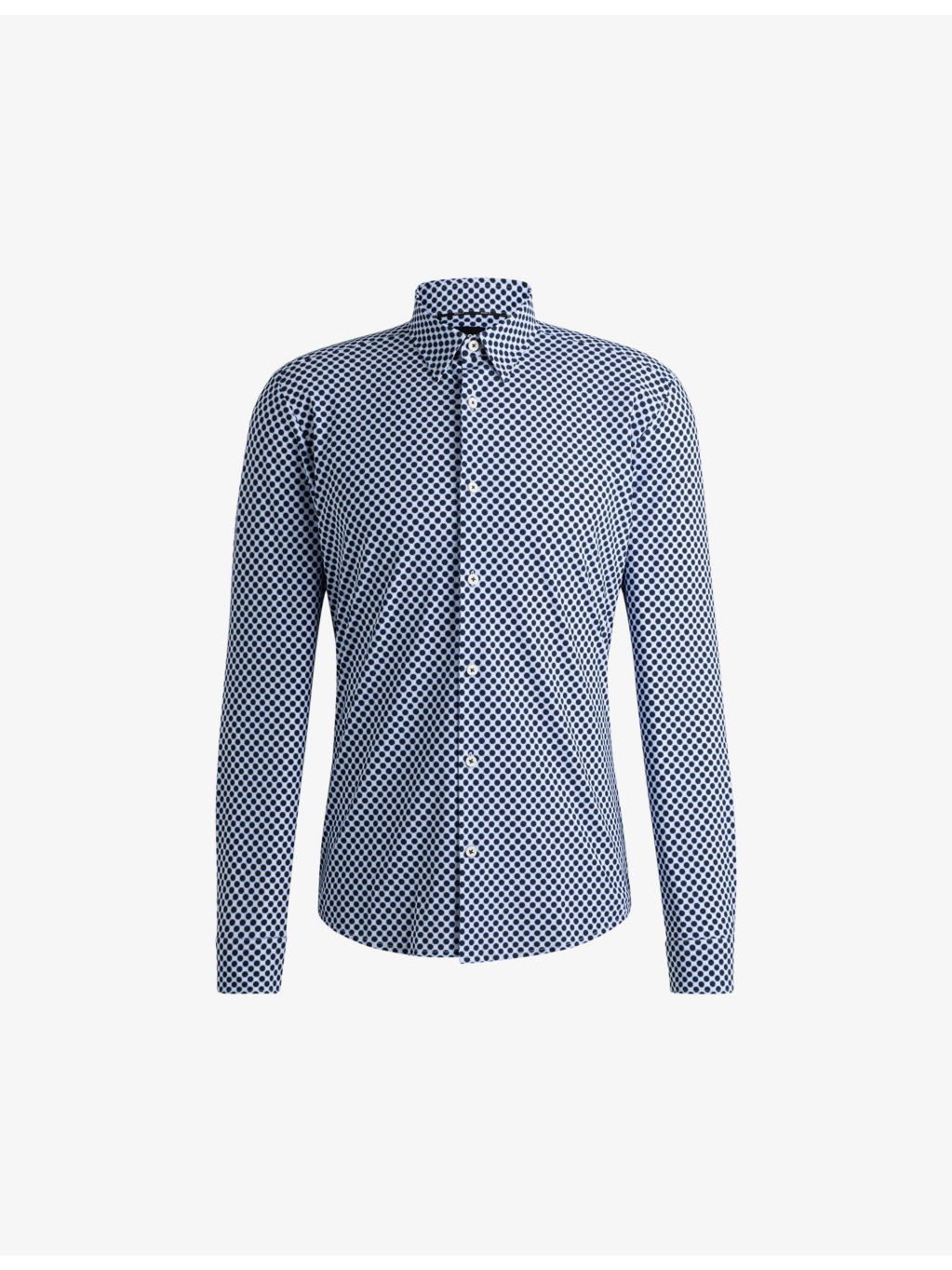 Slim-fit micro square-print stretch-woven shirt - 1