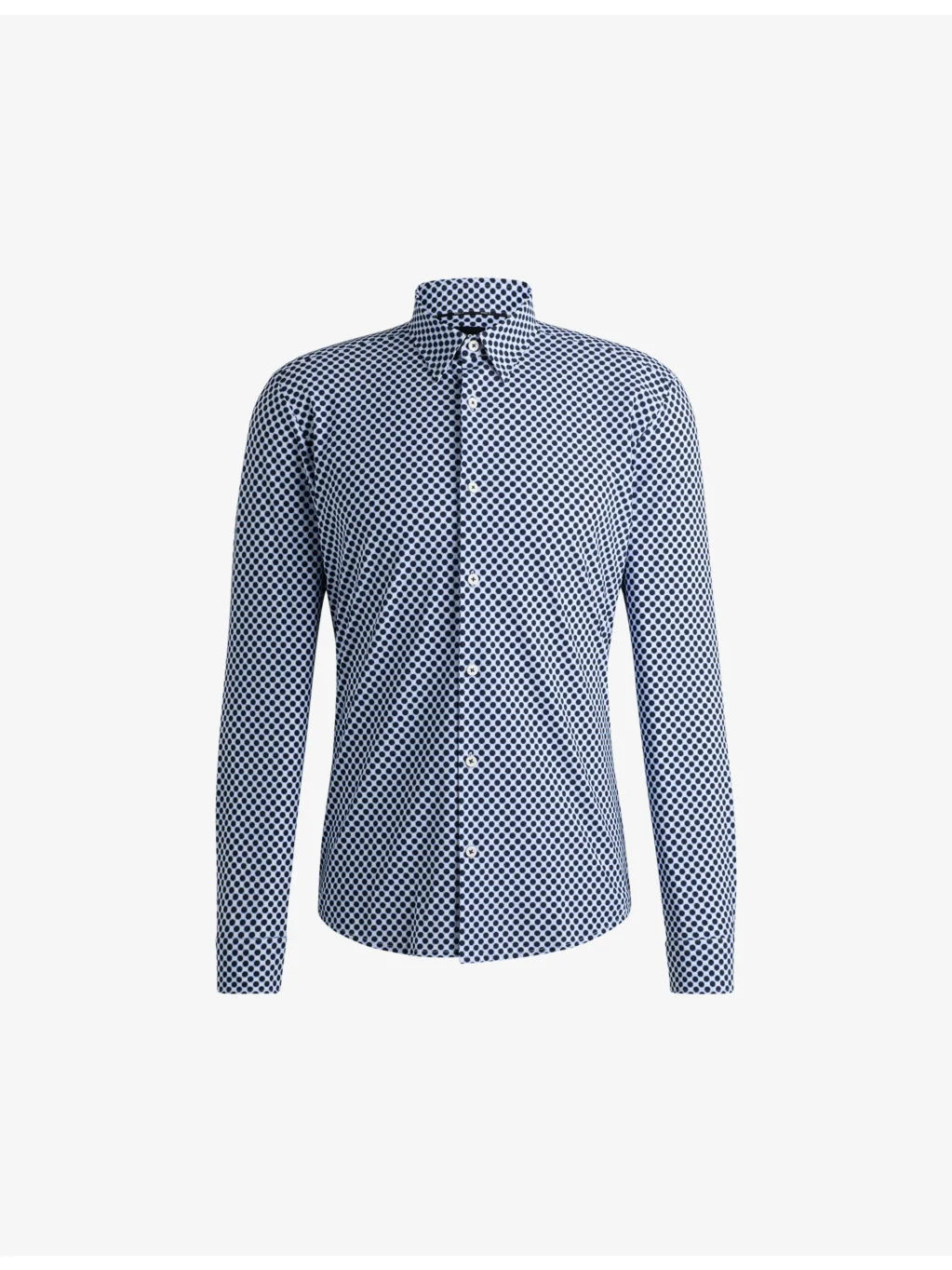 Slim-fit micro square-print stretch-woven shirt - 1