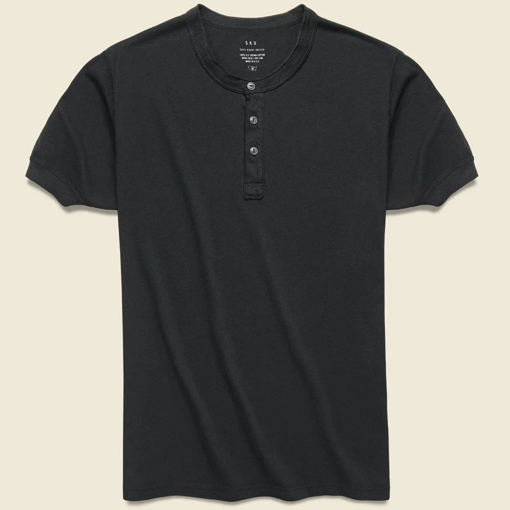 Supima Jersey Henley - Black - 1