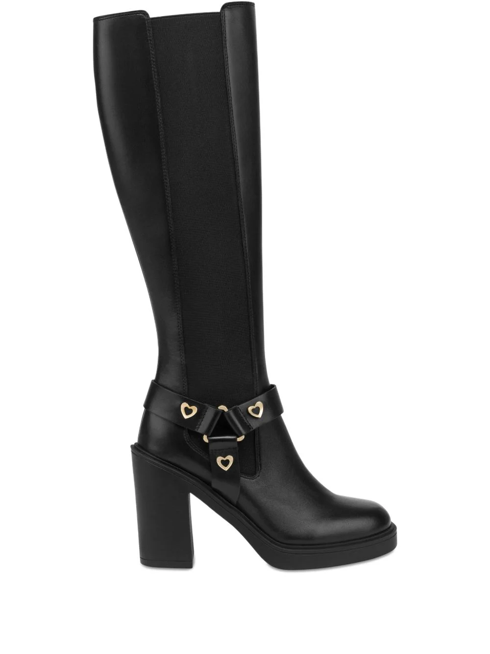 heart-buckle leather boots - 1