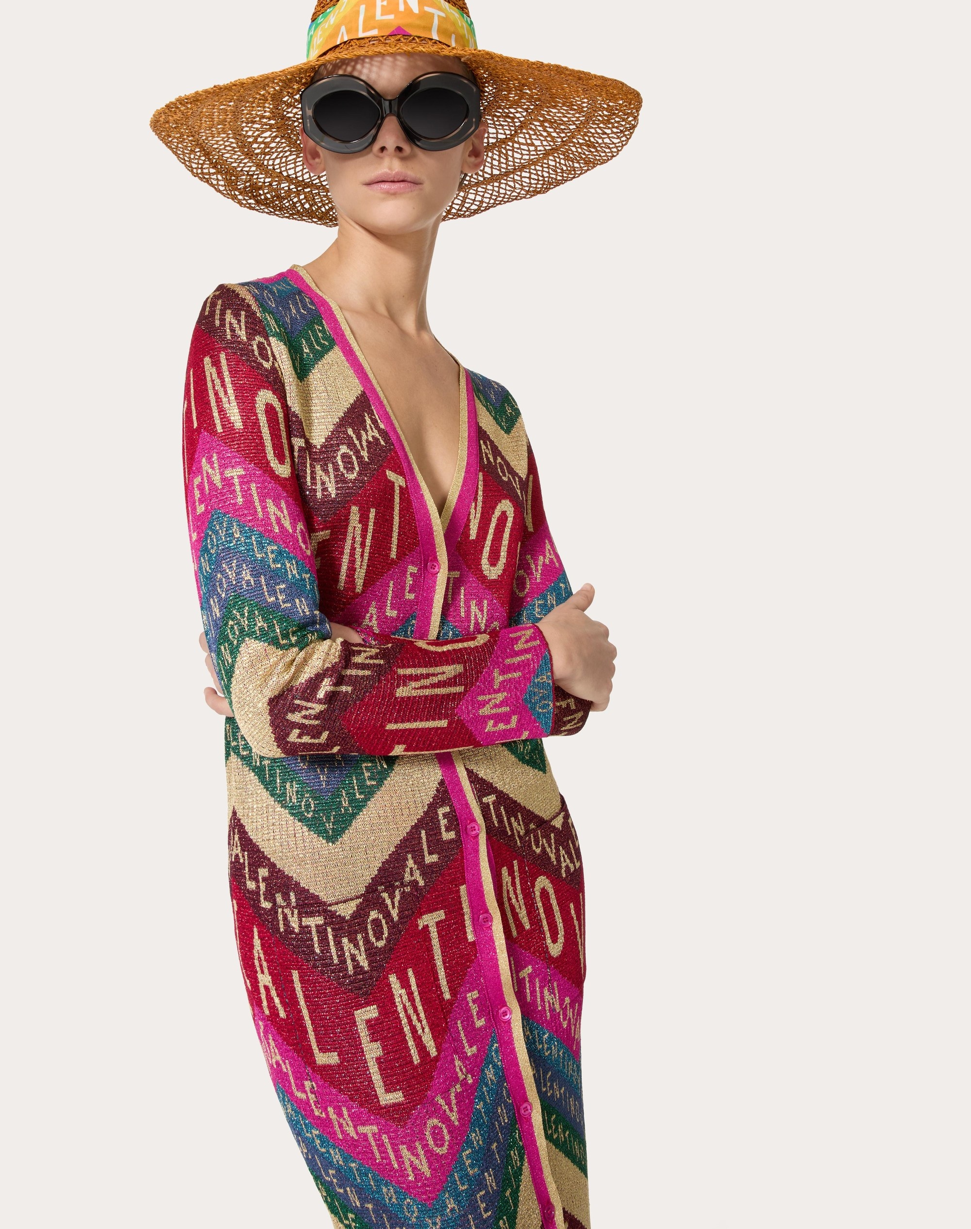 VALENTINO CHEVRON LUREX CARDIGAN - 5