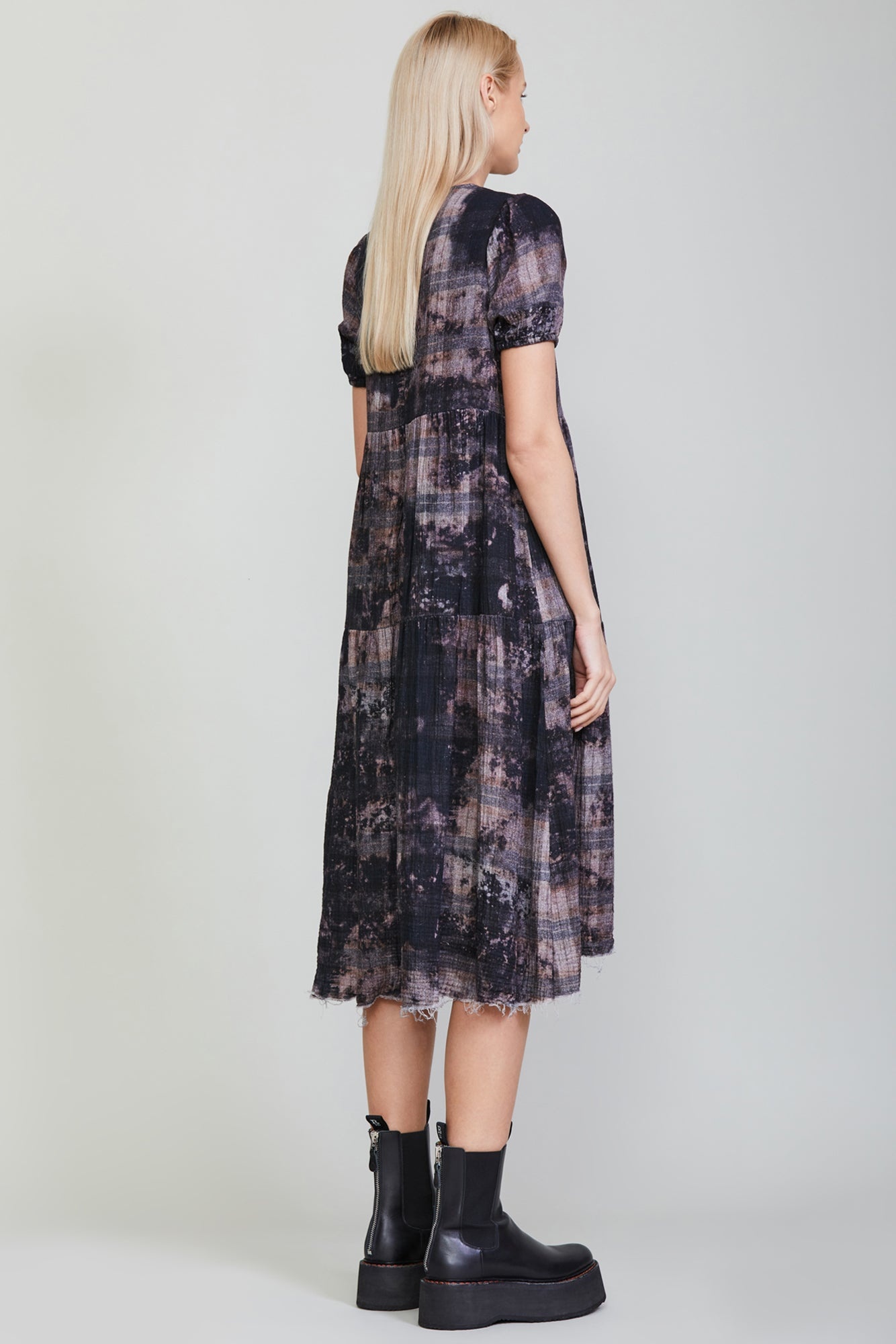 RELAXED MIDI - BLEACHED BLACK PLAID - 3