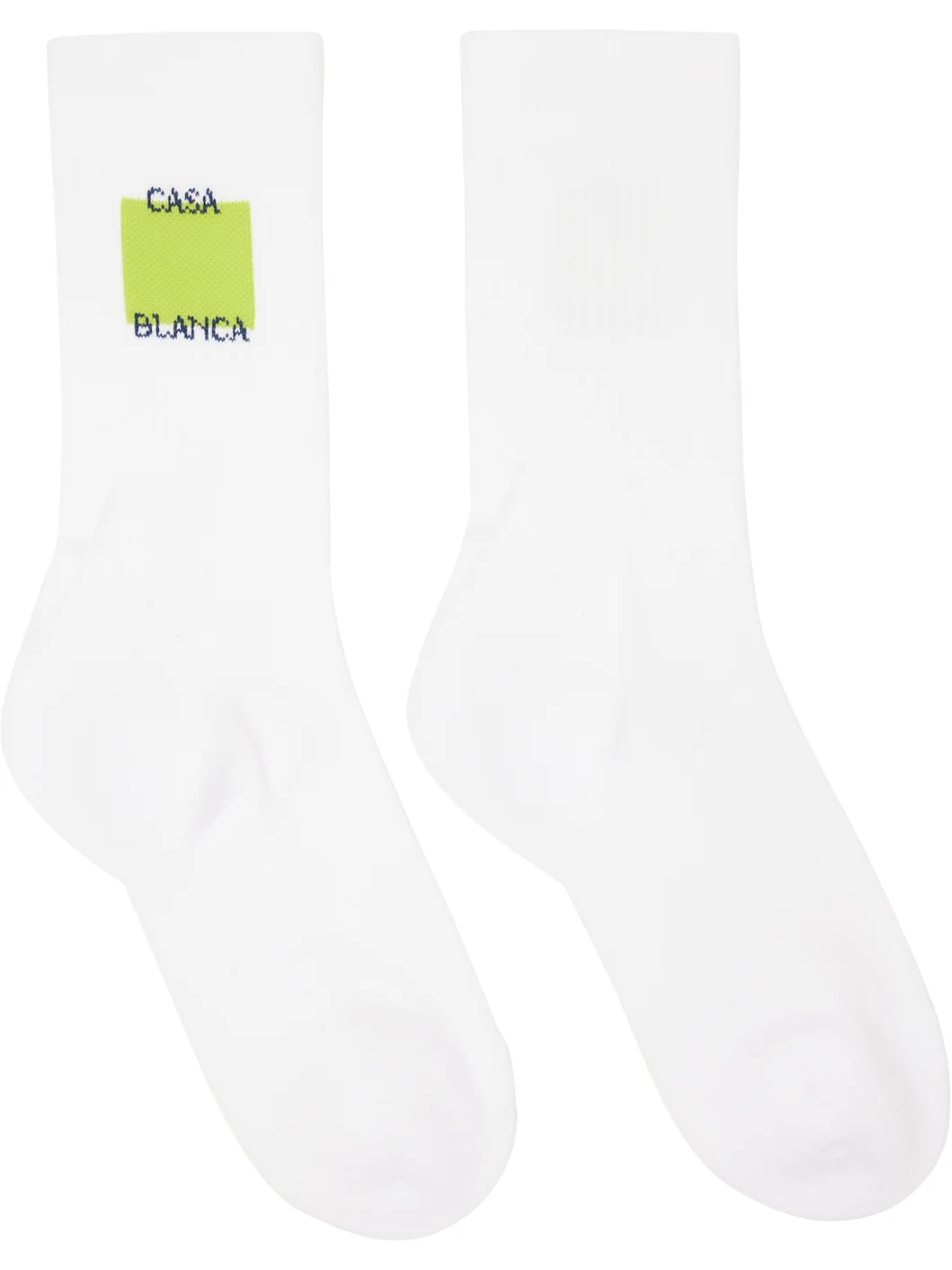 White Acid Lime Logo Square Socks - 1