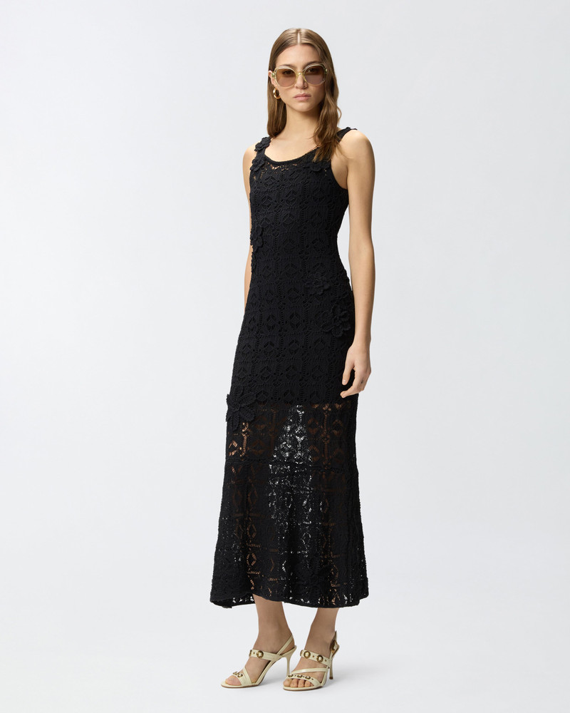 CROCHET-EFFECT MIDI DRESS WITH APPLIQUÉ FLOWERS 4