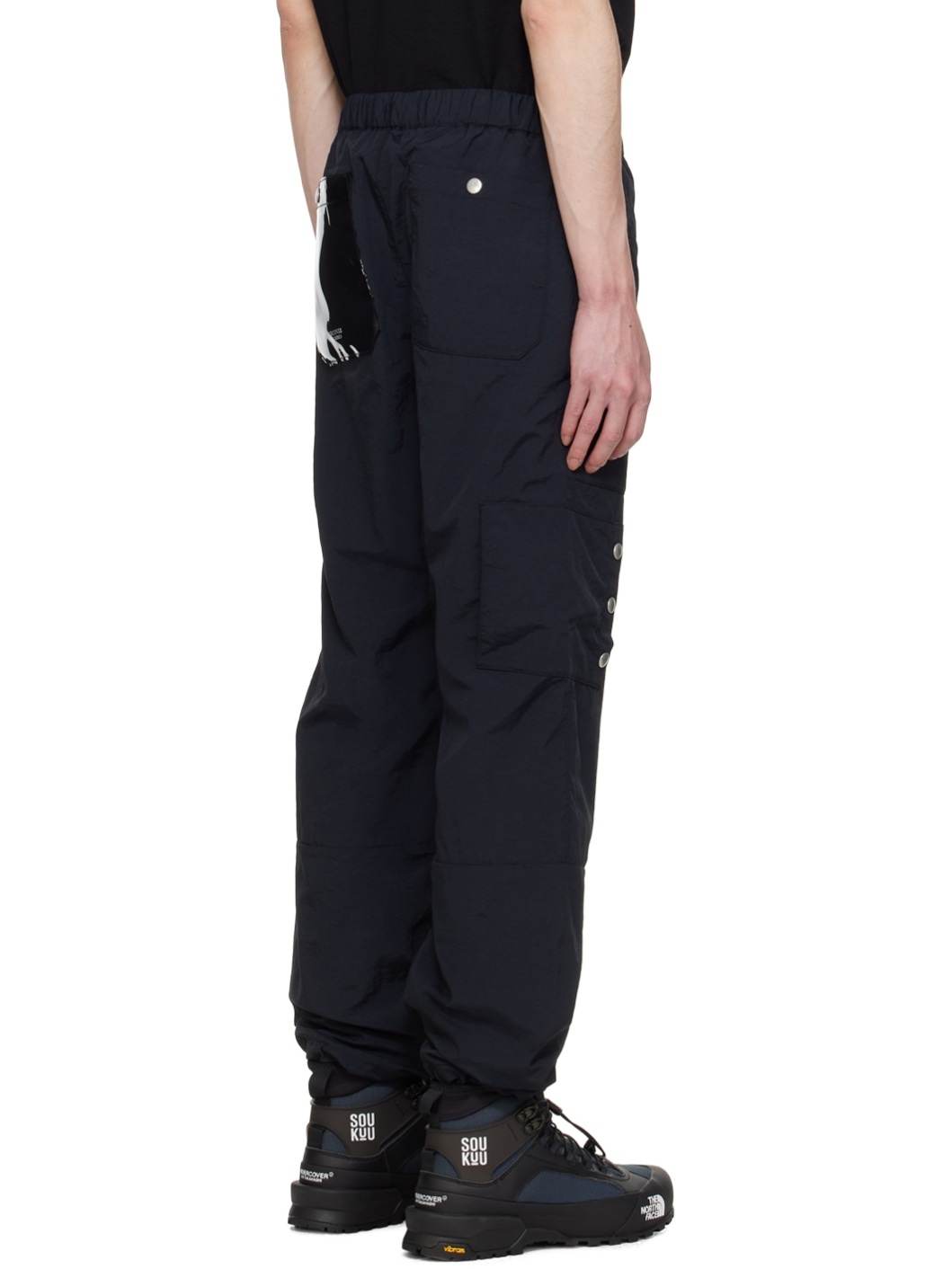 Black Crinkled Cargo Pants - 3