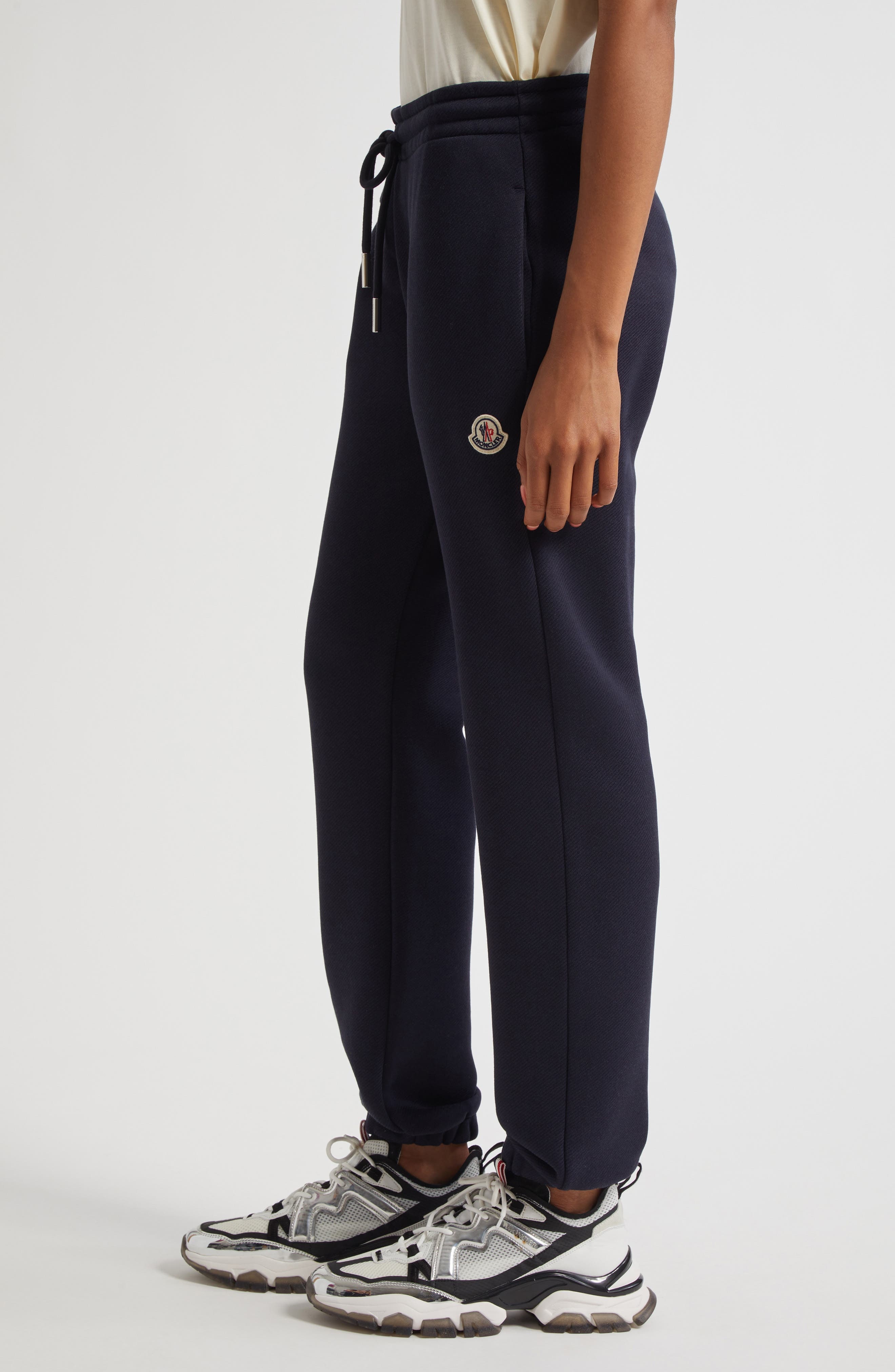 Moncler Logo Patch Joggers in Dark Navy Blue at Nordstrom - 4