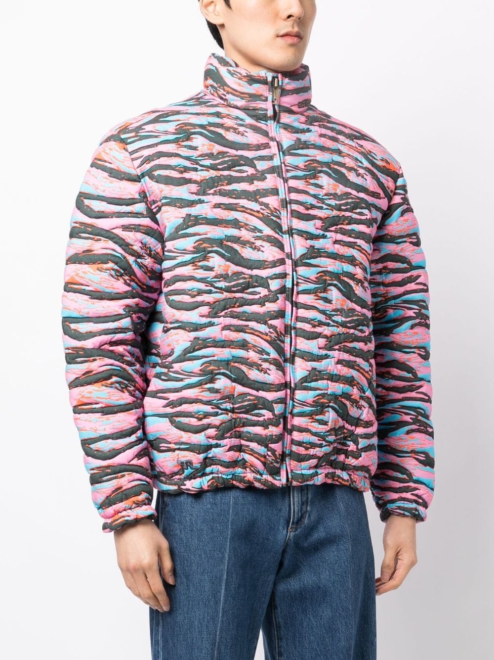 camouflage jacquard padded jacket - 4