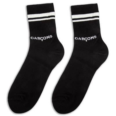Comme Des Garçons Ankle Logo Intarsia Sock Black in Black outlook