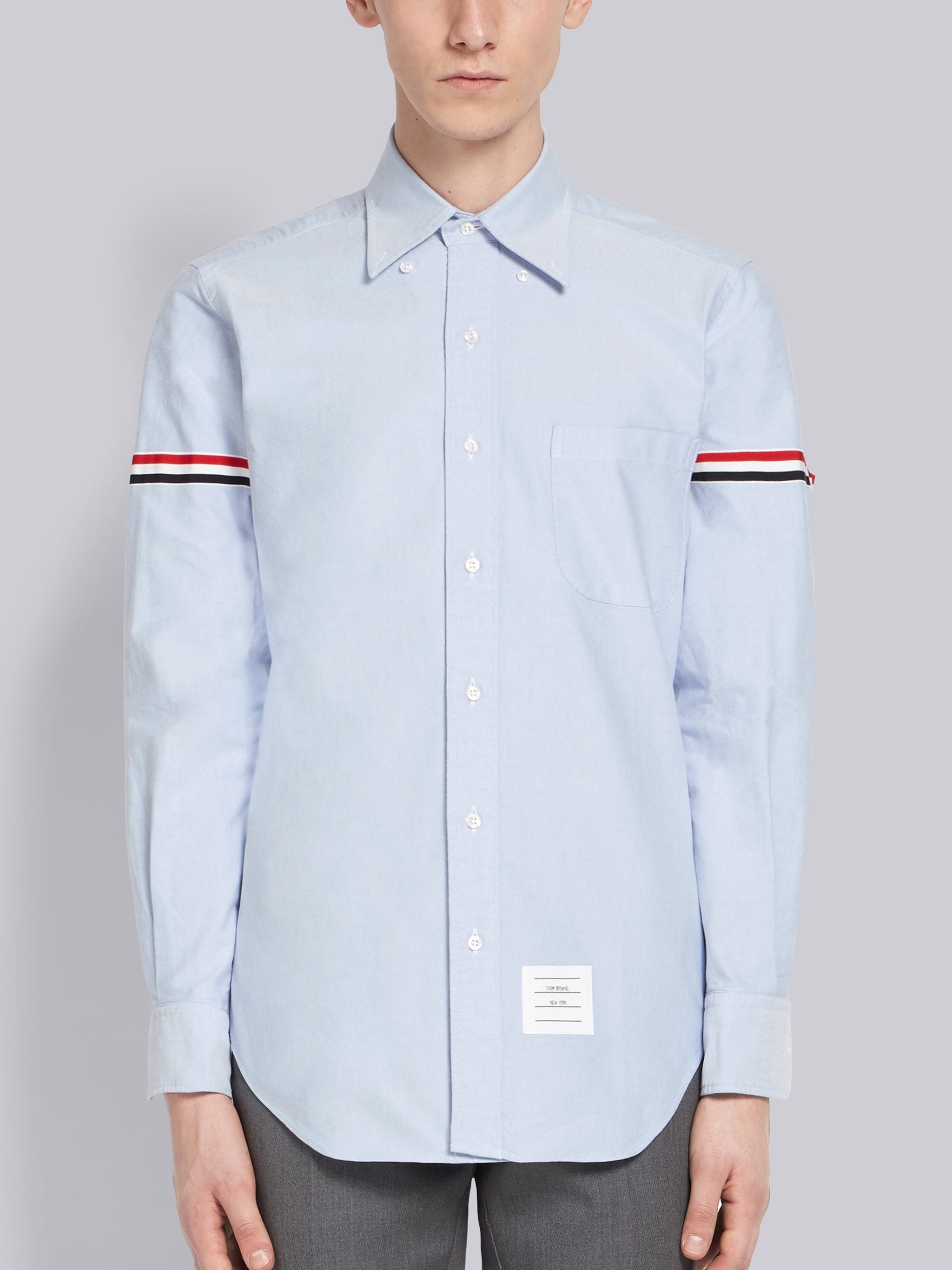 Light Blue Oxford Grosgrain Armband Classic Shirt - 3