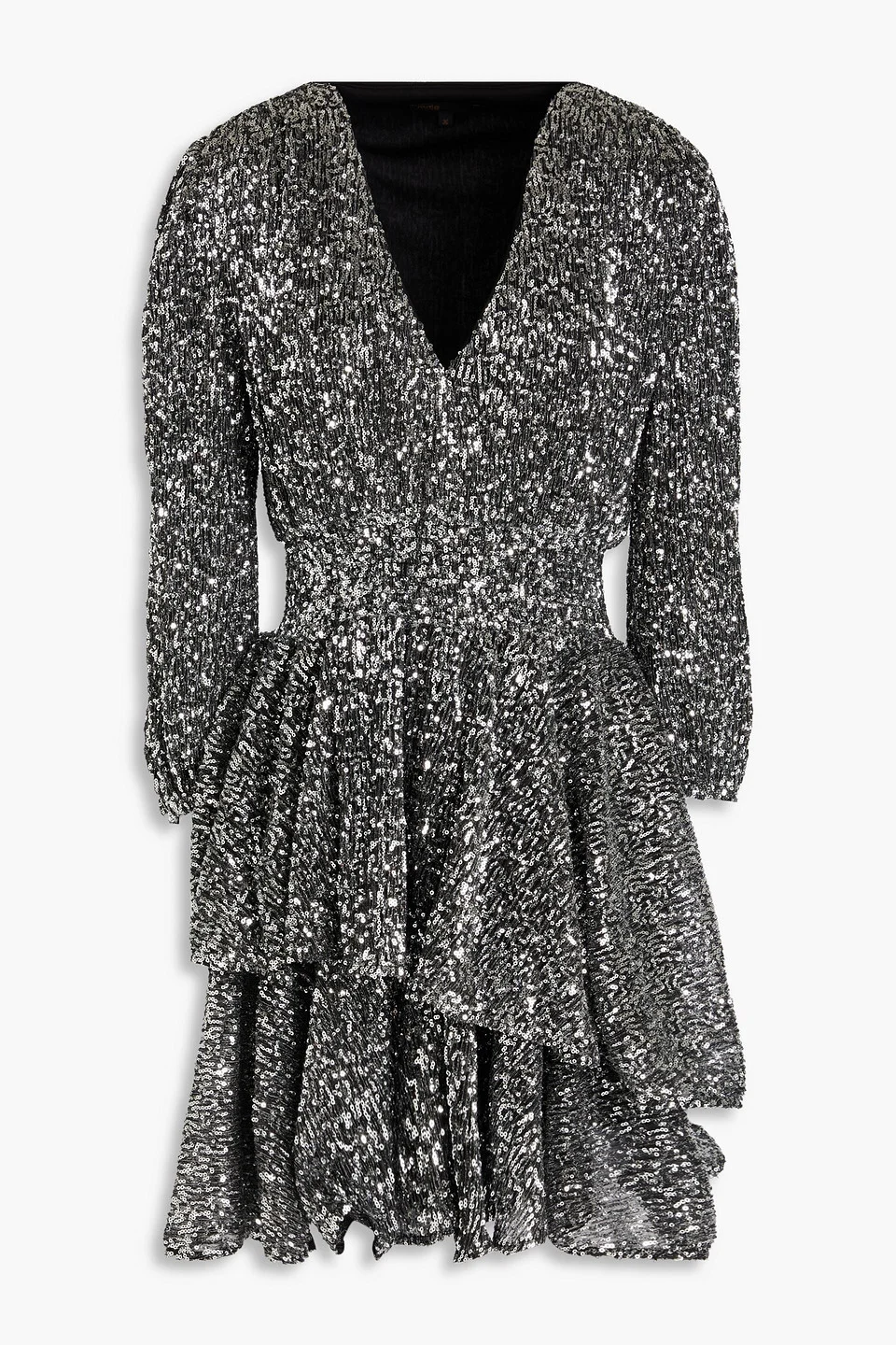 Tiered sequined tulle mini dress - 1