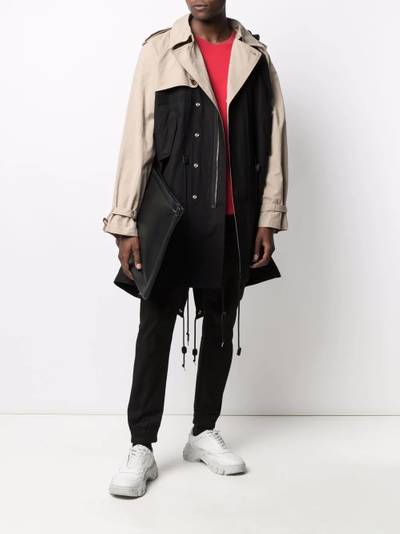 FACETASM contrast-panel trench coat outlook