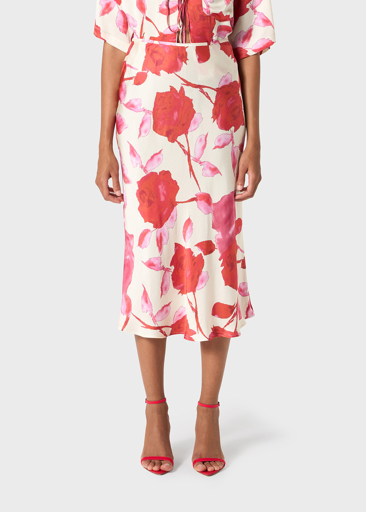 PRINTED SATIN MIDI SKIRT - 3