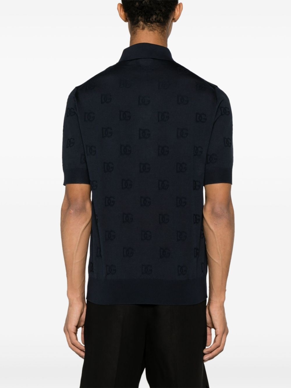 logo-jacquard silk polo shirt - 4