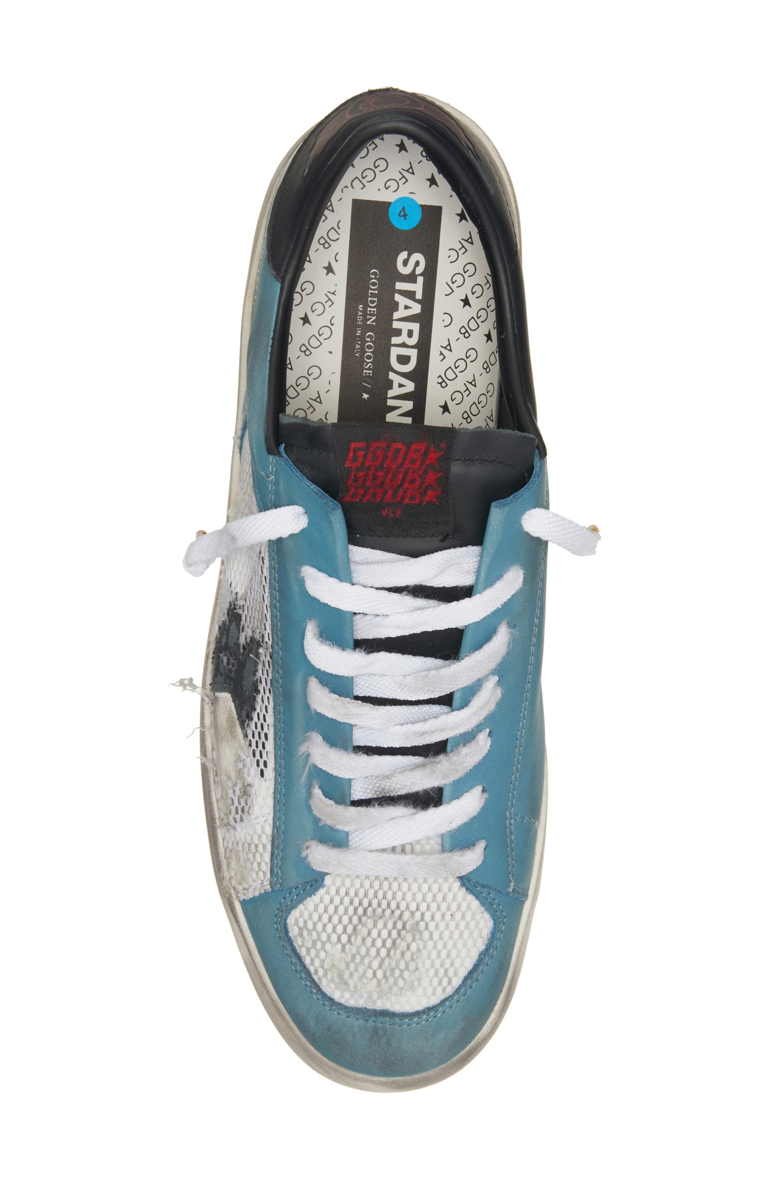 Golden Goose Stardan Mixed Media Sneaker in Petroleum/White/Black at Nordstrom - 5