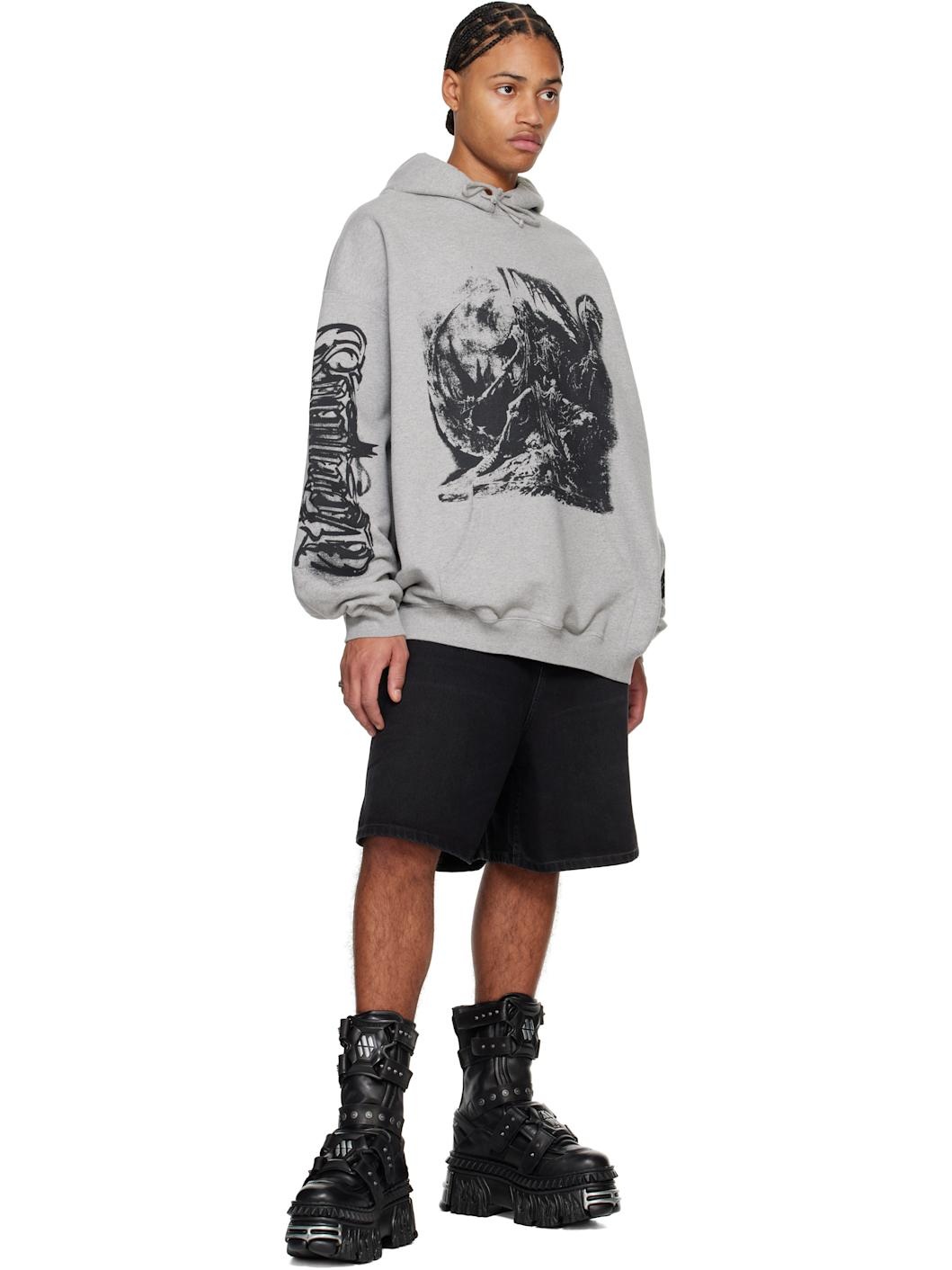 Gray Goth Oversized Hoodie - 4