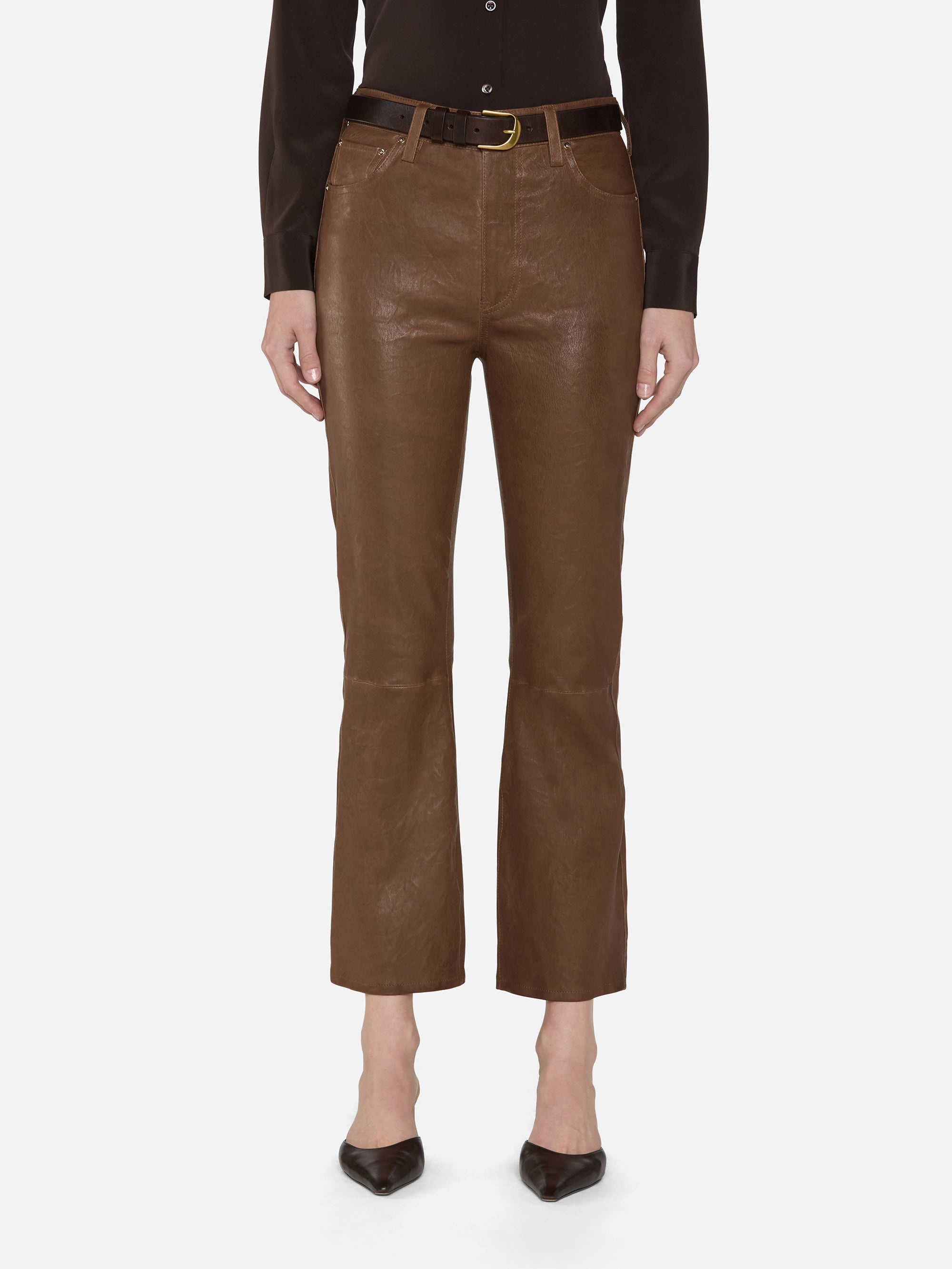 The Leather Reboot Crop in Cedar - 2