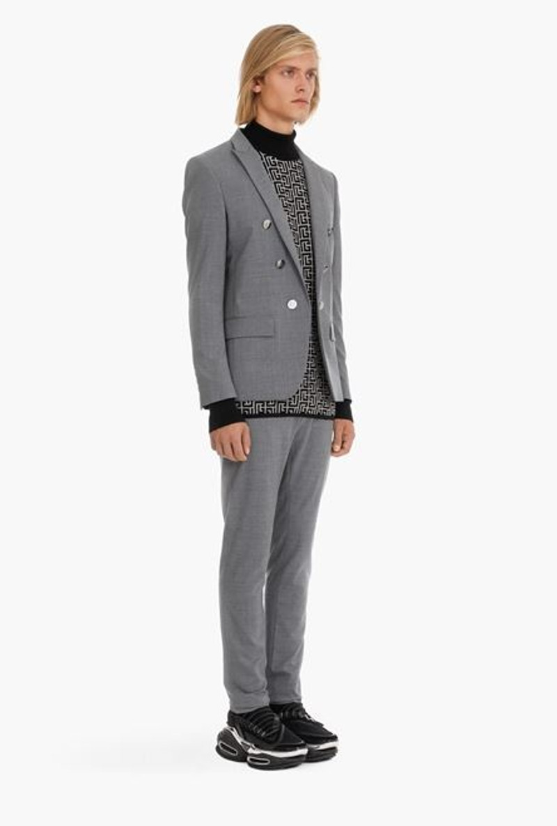 Gray wool blazer with silver-tone buttons 7