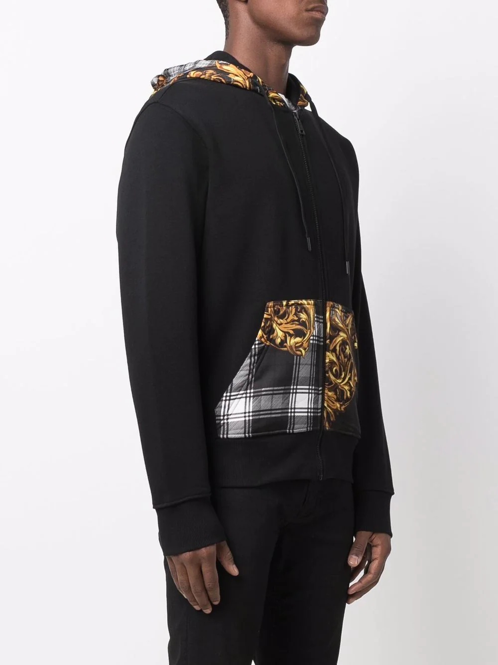 baroque-print panel hoodie - 3