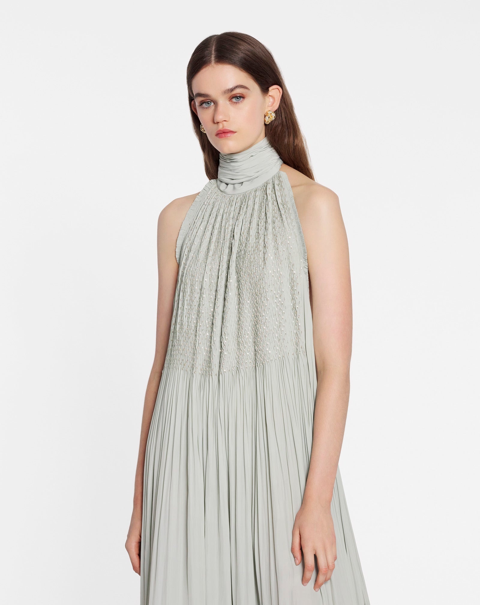 EMBROIDERED CAPE GOWN IN CHARMEUSE - 3