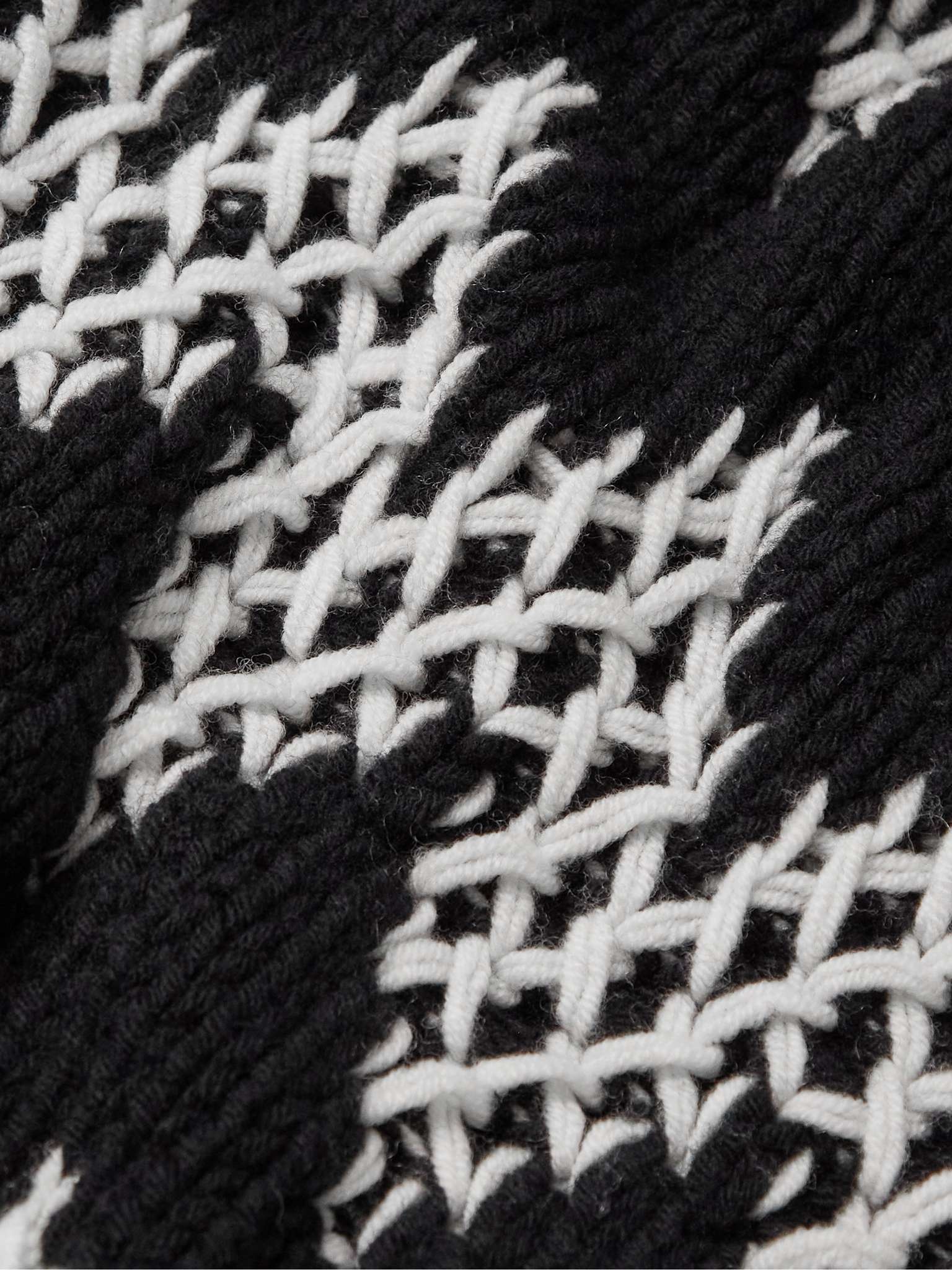 Logo-Appliquéd Crochet-Knit Wool Cardigan - 3
