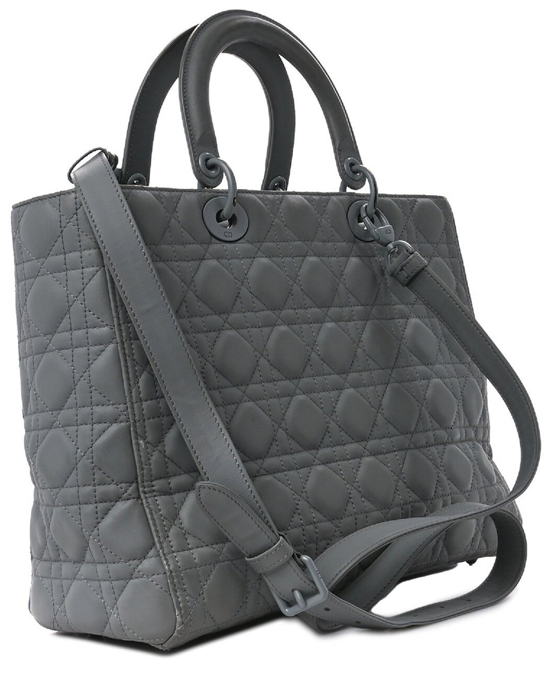 Dior Dior Grey Cannage Leather Ultra Matte Large Lady Dior (Authentic Pre-Owned) outlook