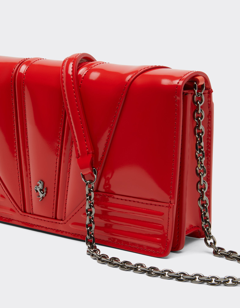 Ferrari GT brushed leather wallet with chain shoulder strap 5