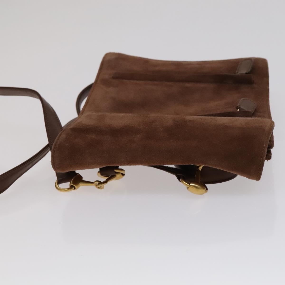 GUCCI Horsebit Backpack Suede Brown Gold - 6