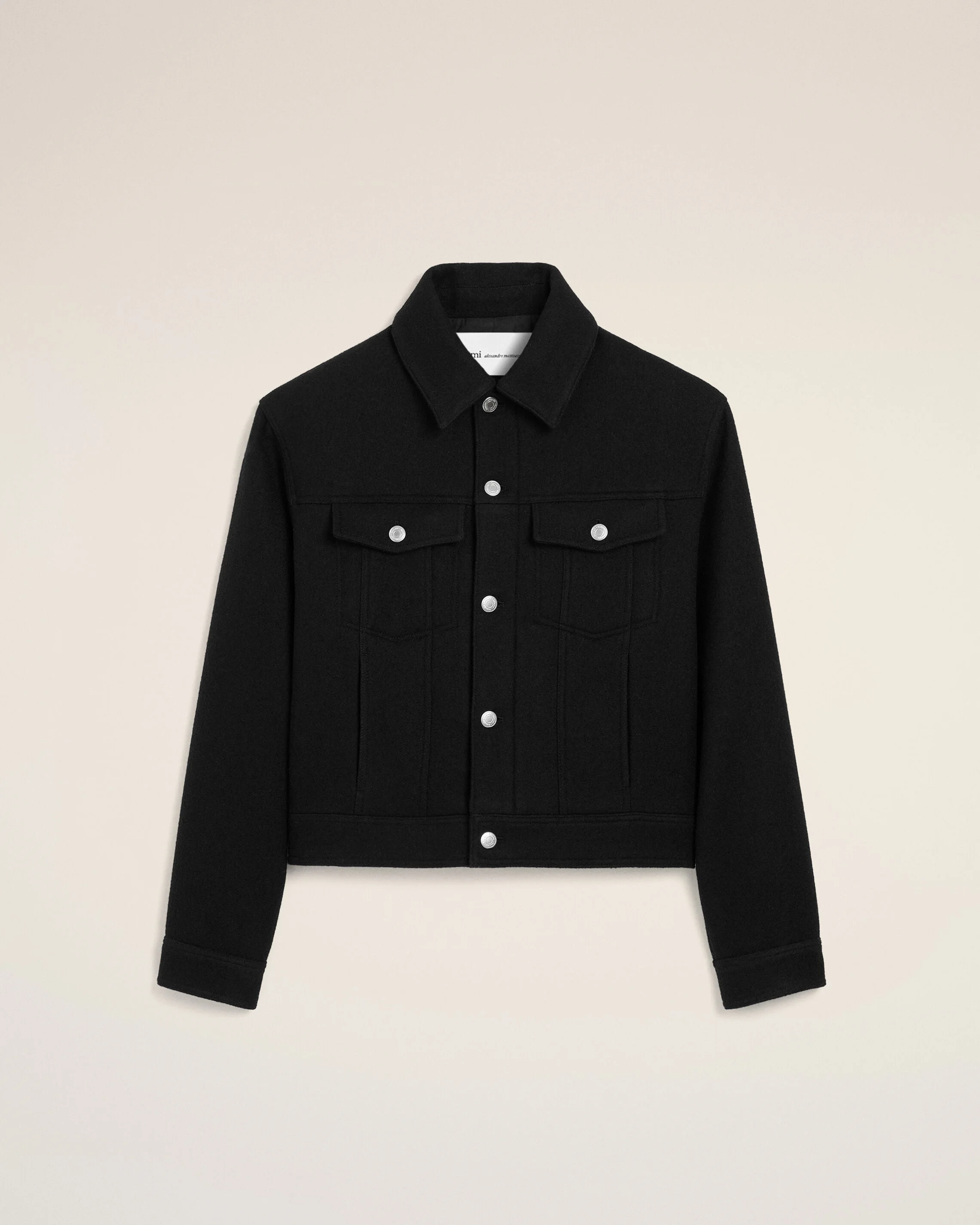 BLACK WOOL TRUCKER JACKET - 1