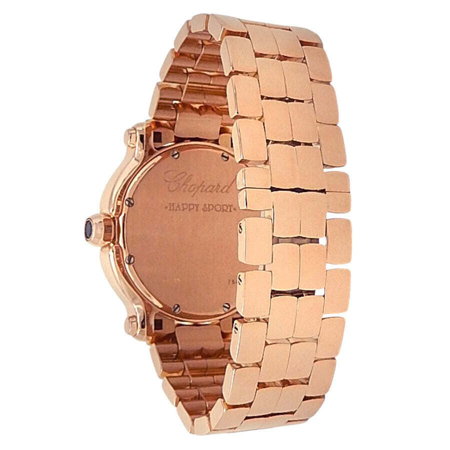Pre-owned Chopard Happy Sport Diamond Mother of Pearl Dial with 7 Floating Diamonds Dial Ladies Watc - 4