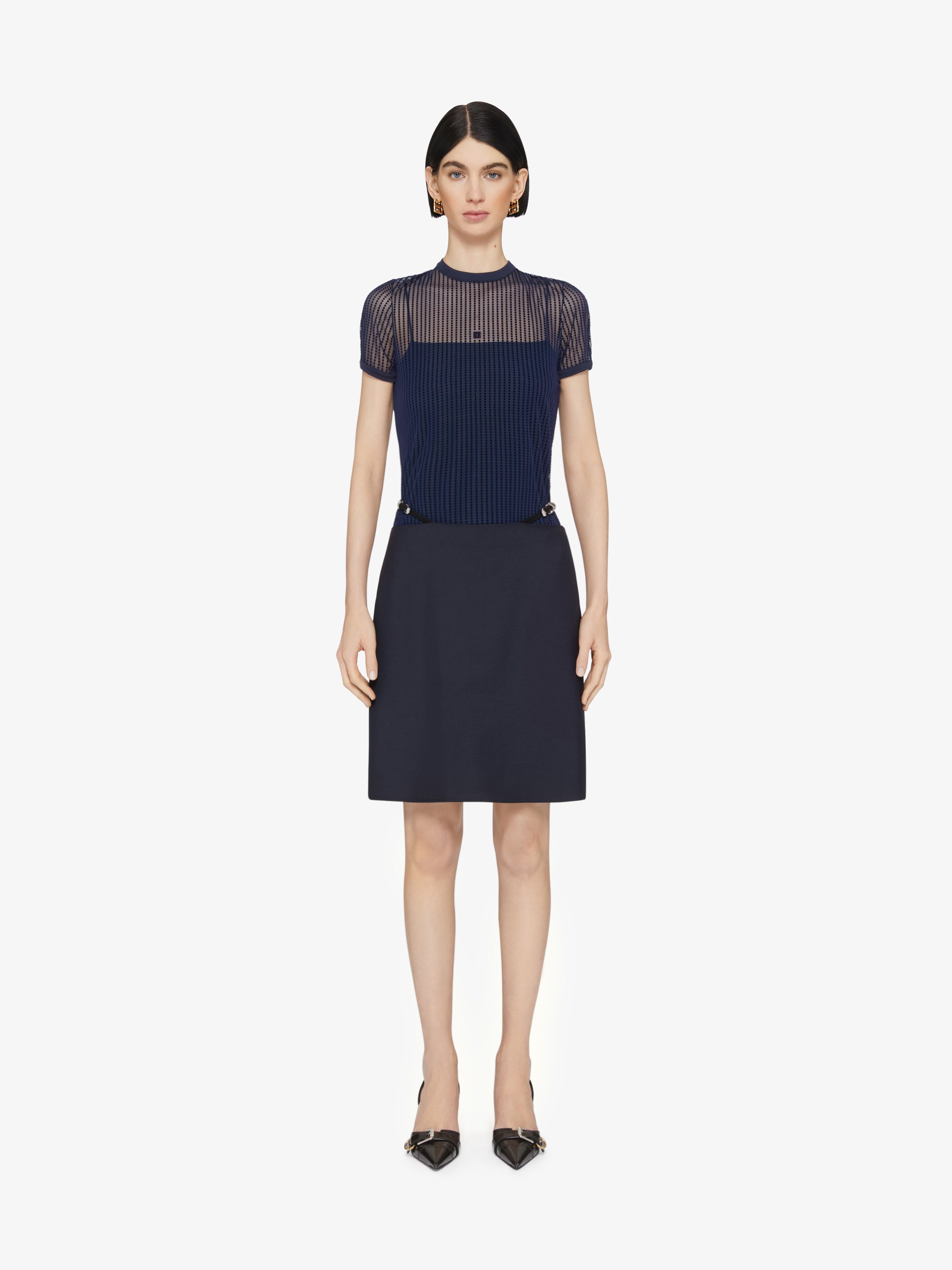 SLIM FIT POLKA DOTS T-SHIRT IN TULLE - 3
