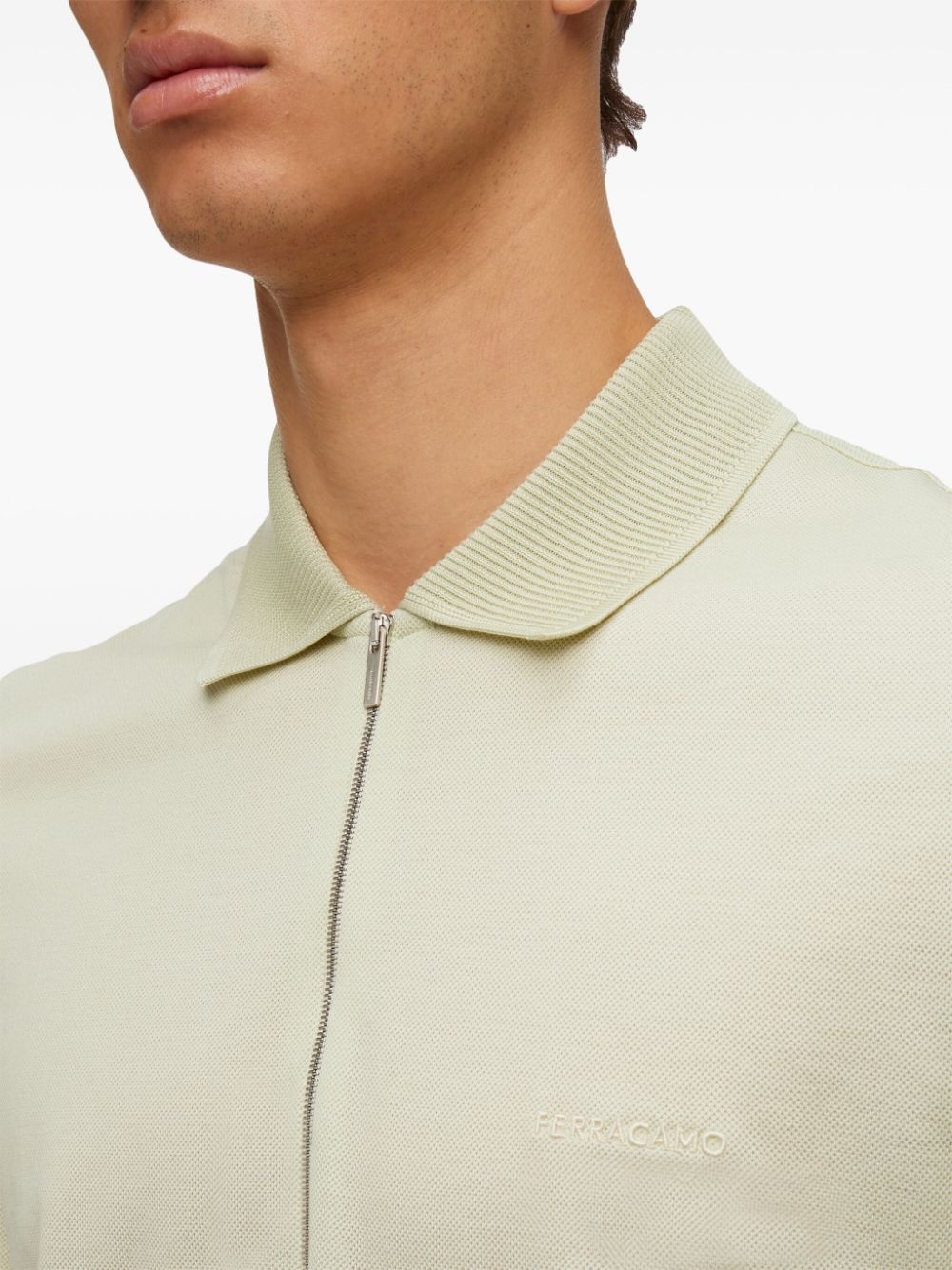 logo-embroidered half-zip polo shirt - 5