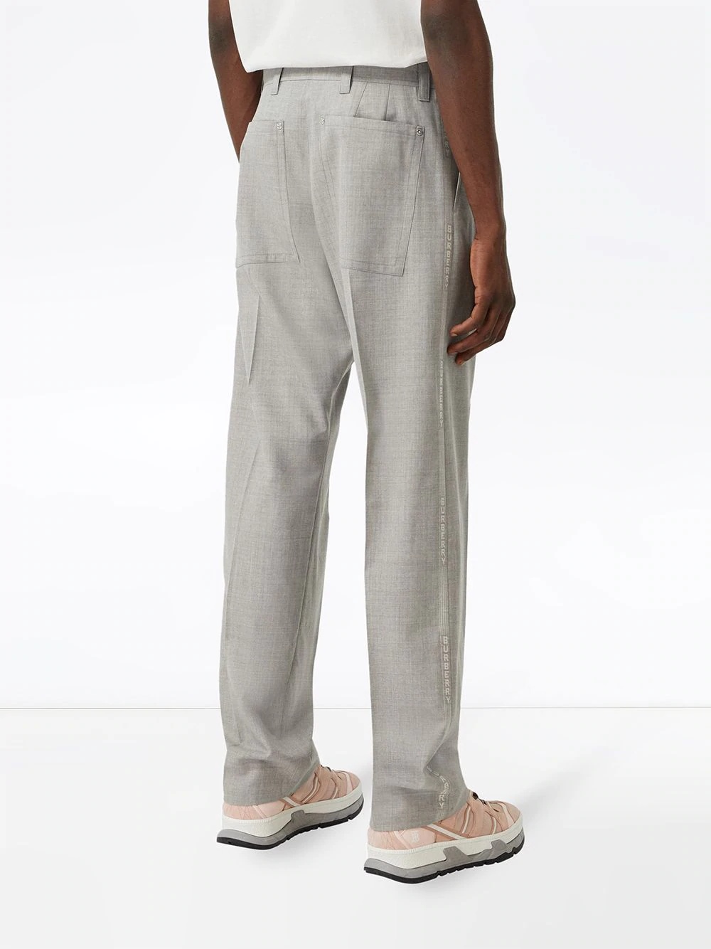 logo-panel tailored trousers - 4