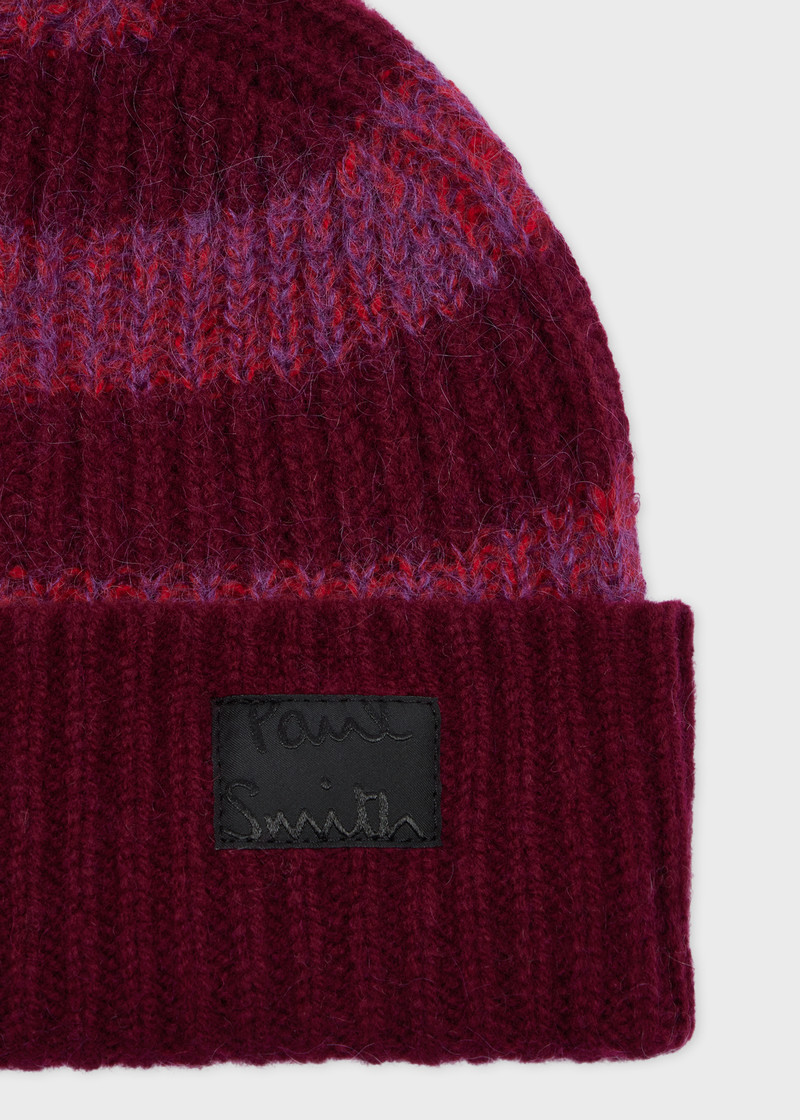Paul Smith Burgundy Stripe Lambswool-Mohair Beanie outlook
