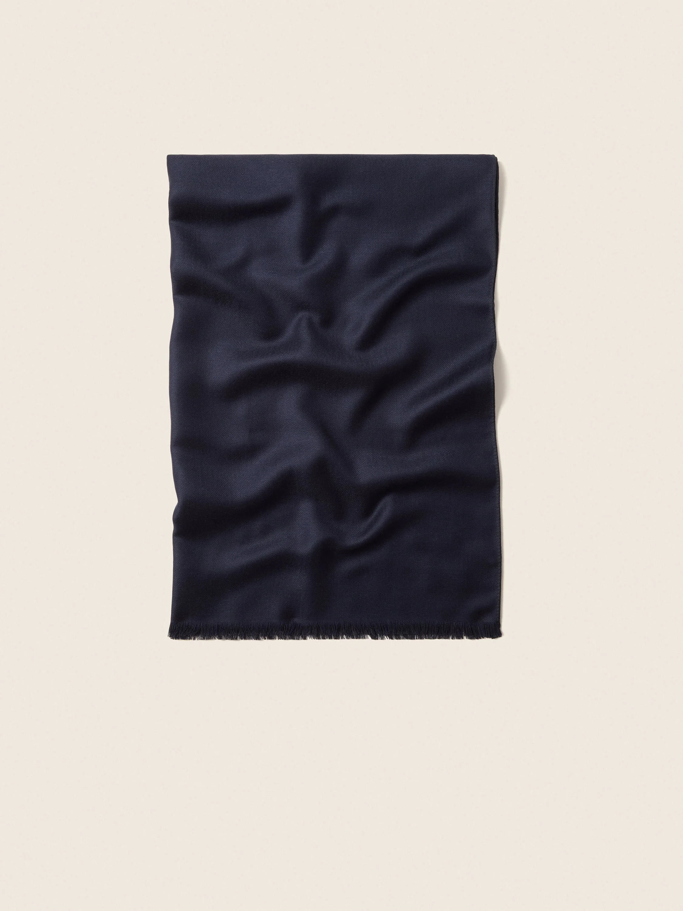 NAVY BLUE WOOL AND CASHMERE SCARF - 1