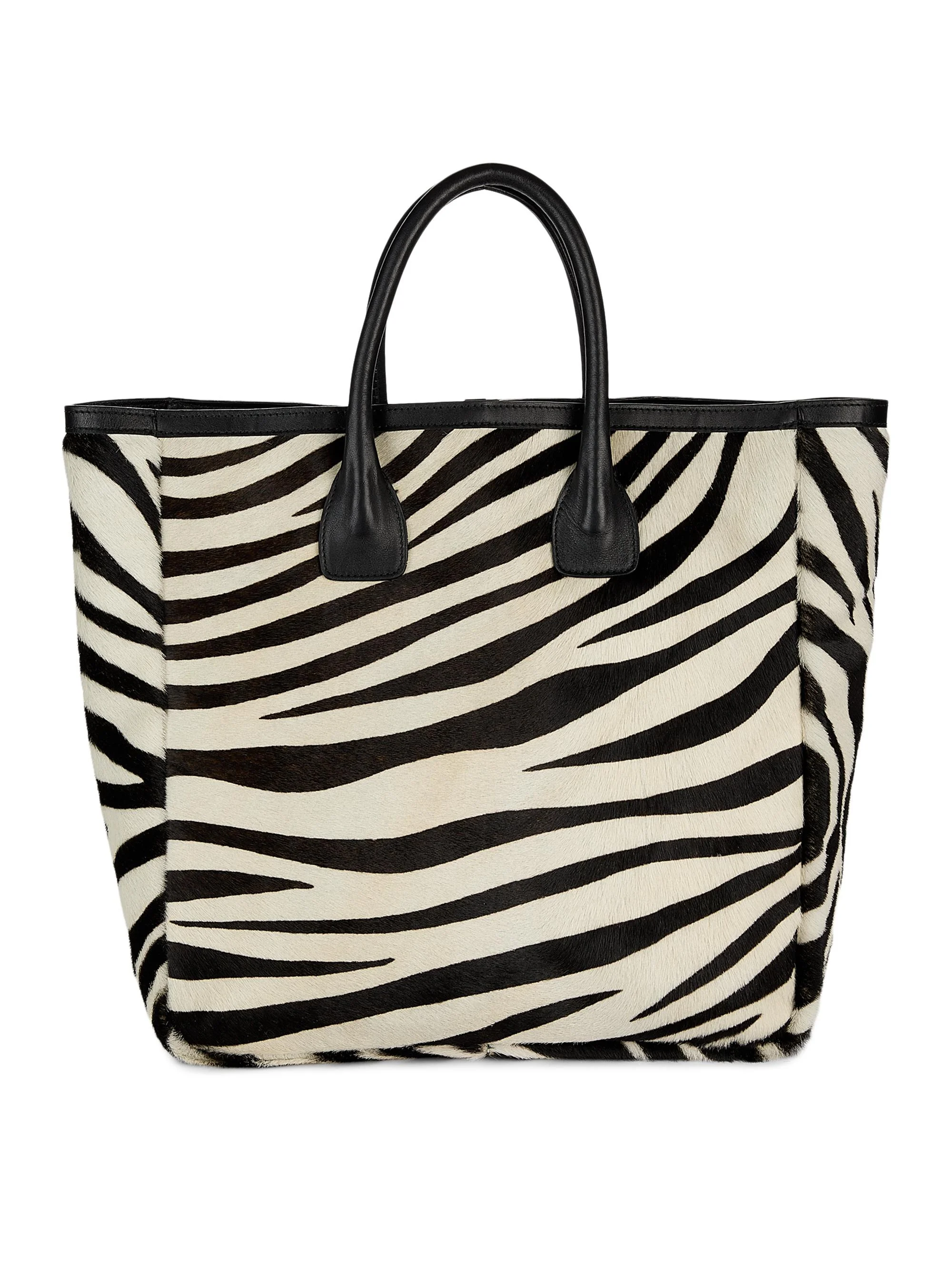 Women's Freddie Zebra-Print Calf Hair Tote Bag - Ivory Black Zebra Print - 1