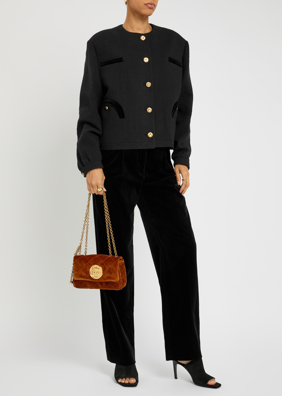Blaze Milano Shamo Bolero Velvet-trimmed Tweed Jacket - 4