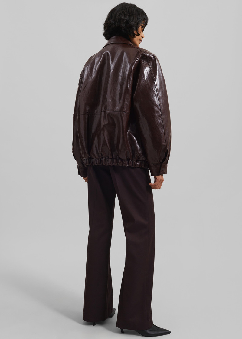 Risner Faux Leather Jacket - Burgundy 8