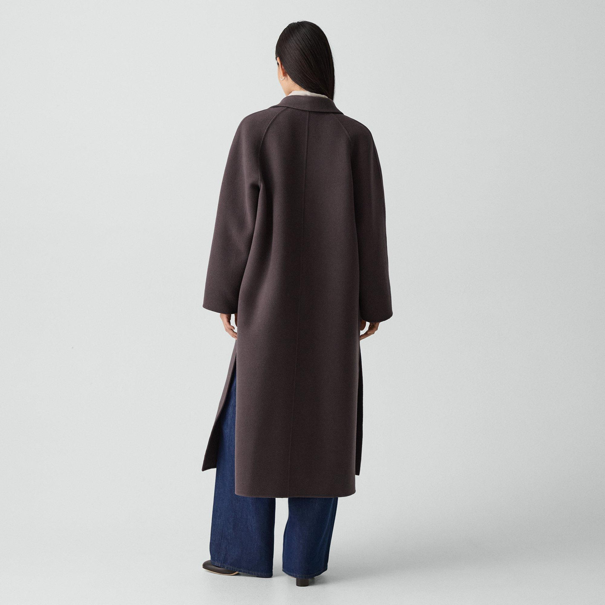 Long Double-Breasted Coat in Textured Wool-Cashmere - 4