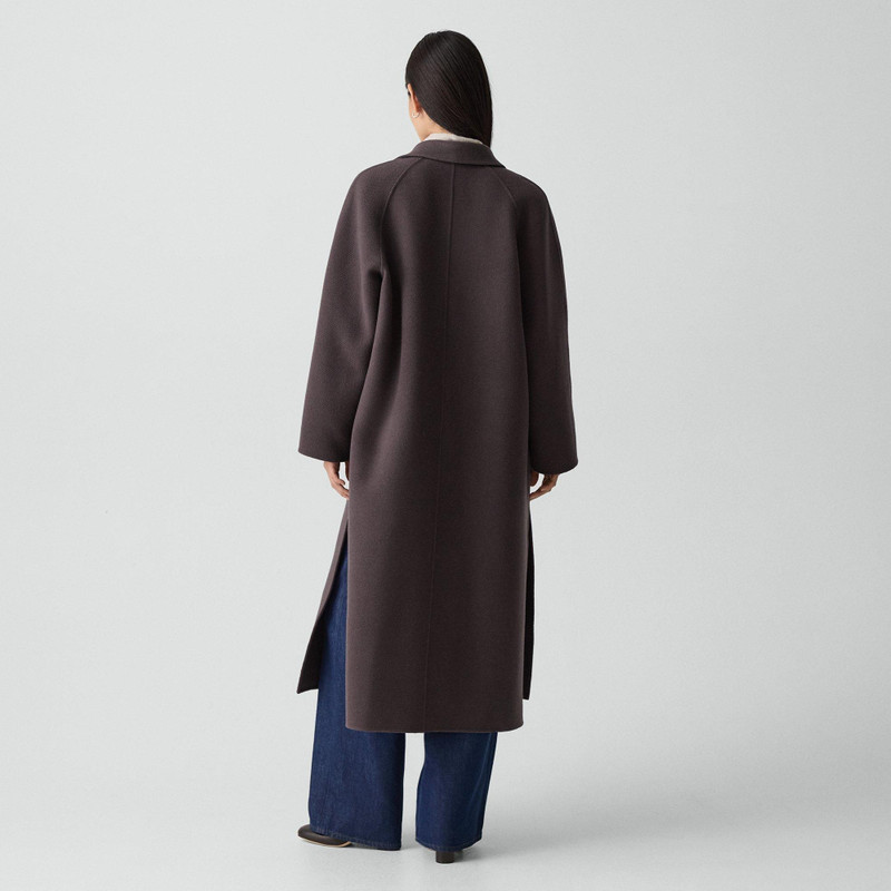 Theory Long Double-Breasted Coat in Textured Wool-Cashmere outlook