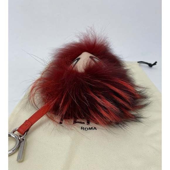 Fendi Red Fur Bag Bugs Leather Key Chain / Bag Charm - 7