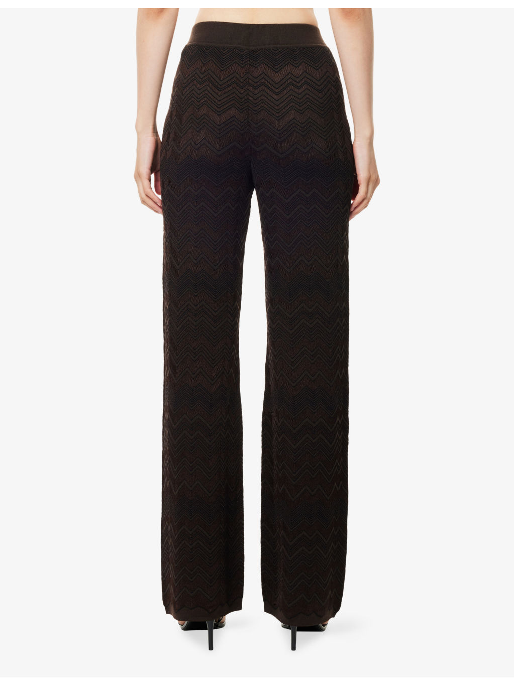 Chevron Flared Knit Trousers - 4