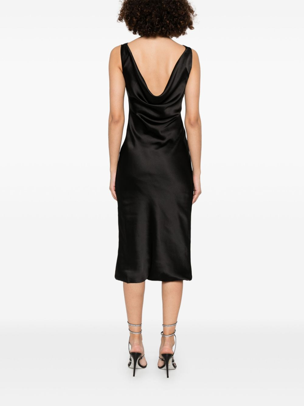 drape-neck midi dress - 4
