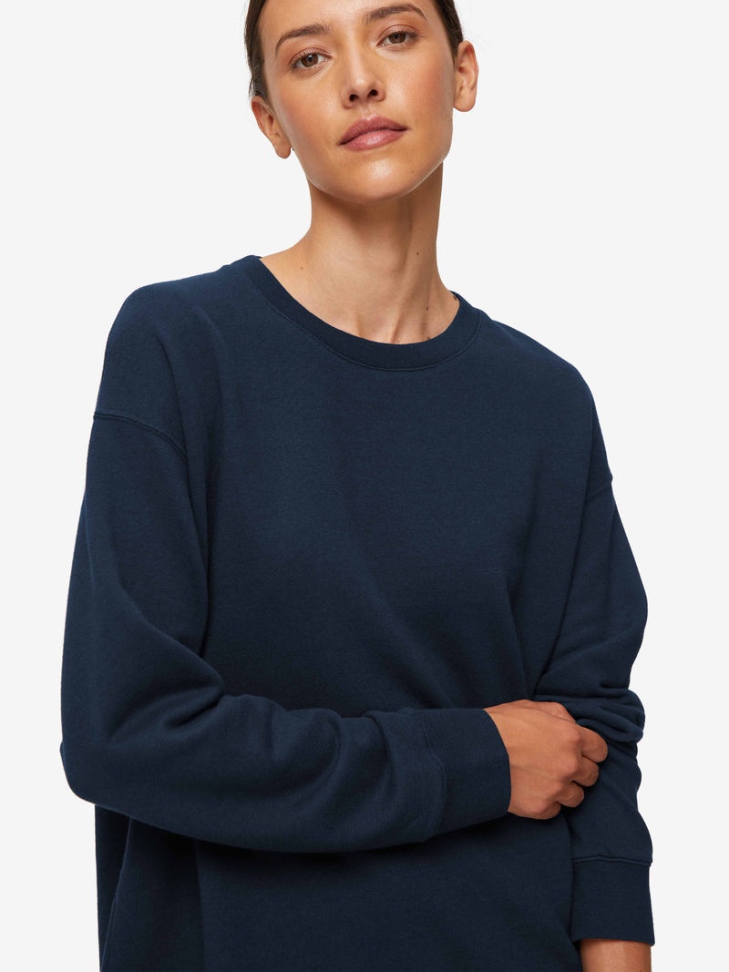 Women's Sweatshirt Quinn Cotton Modal Stretch Navy - 2