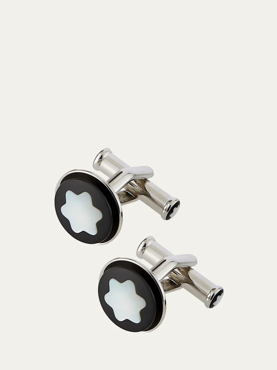 Men's Round Snowcap Emblem Cufflinks - 1