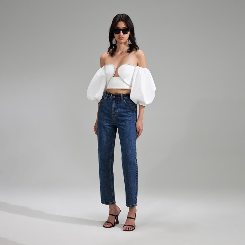 White Off Shoulder Crepe Top 2