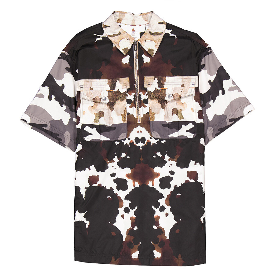 Open Box - Burberry Honey Camouflage Print Short-Sleeve Shirt, Brand Size 8 (US Size 6) - 1