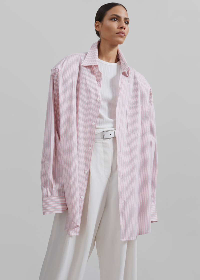 Cyrus Button Up Shirt - Pink/White Stripe 5