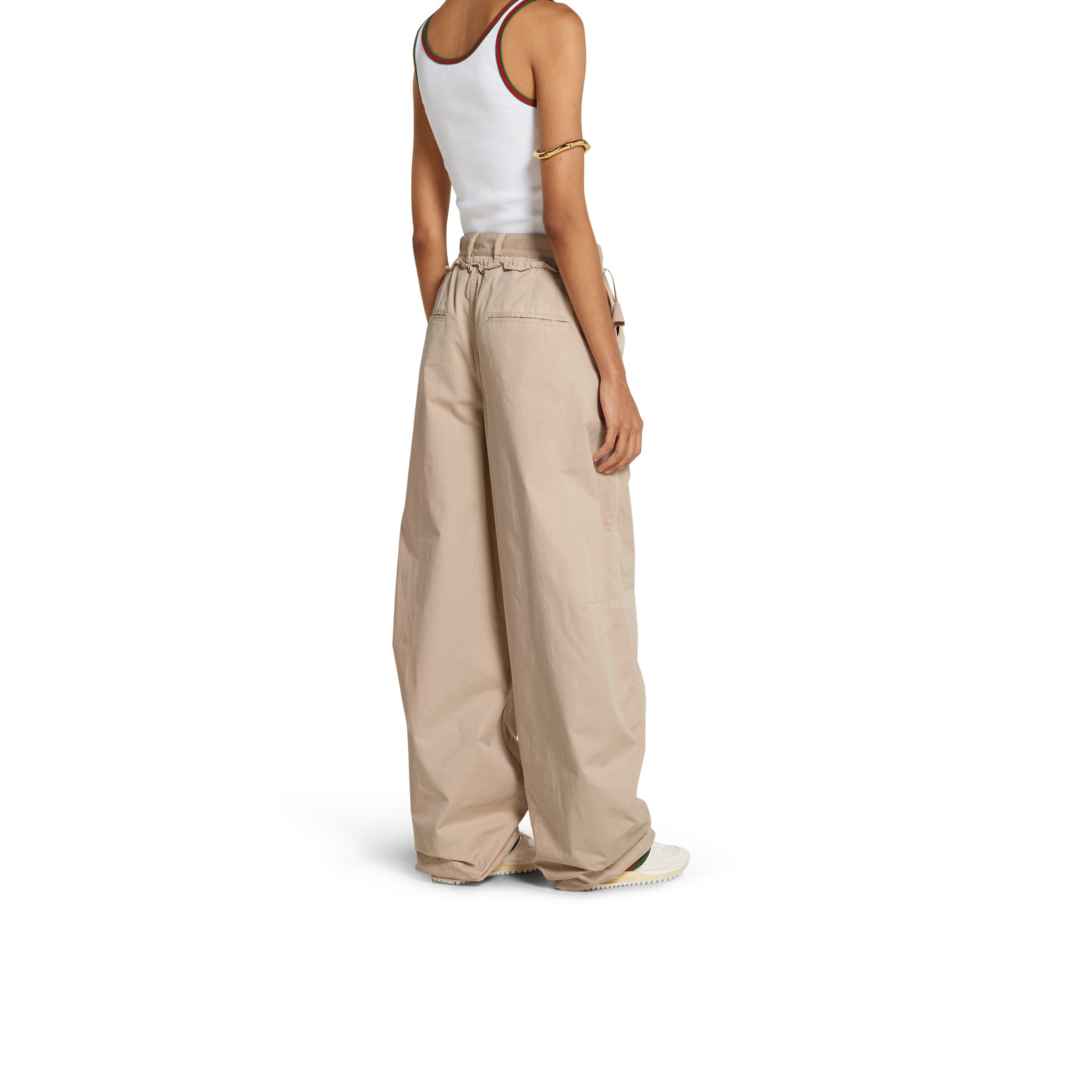 Cotton twill pants with tie sides - 4