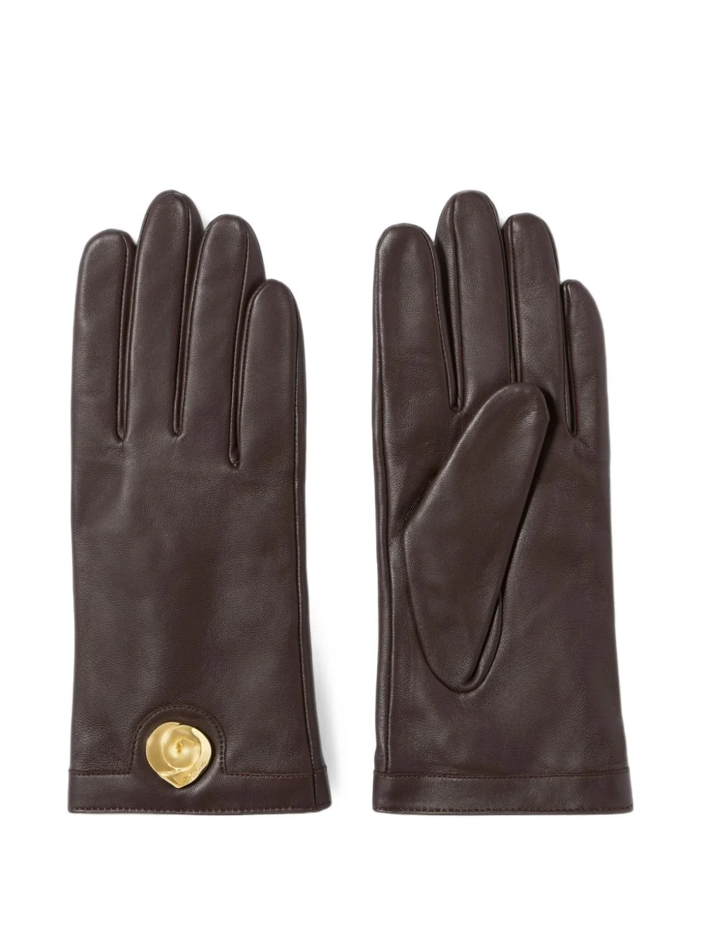 logo-plaque leather gloves - 1